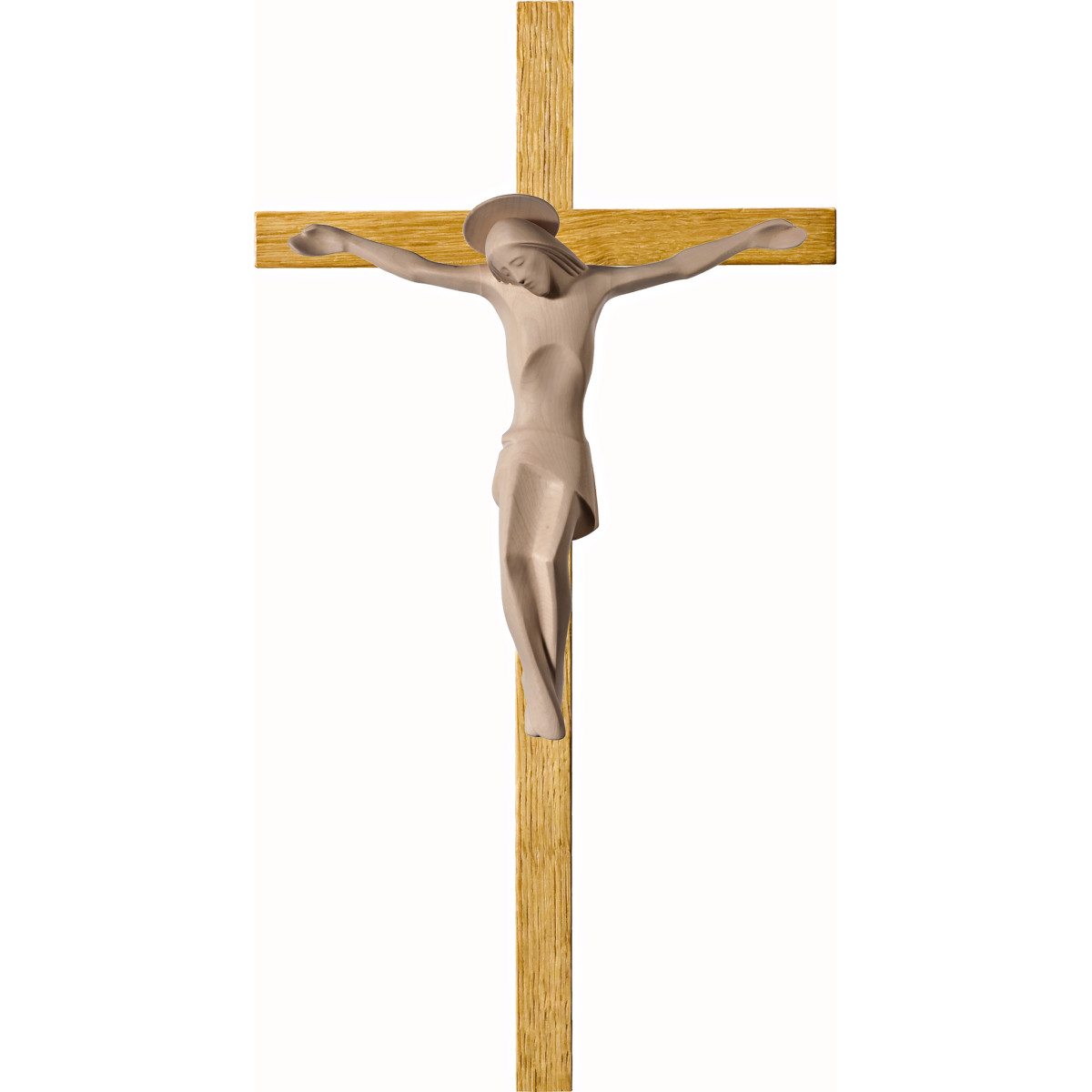 Cristo moderno ROMA con aureola en cruz de roble